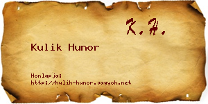 Kulik Hunor névjegykártya